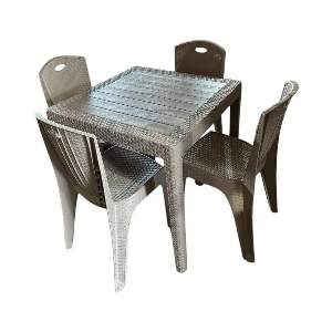 MESA AJA RATTAN QUADRADA CINZA 80X80